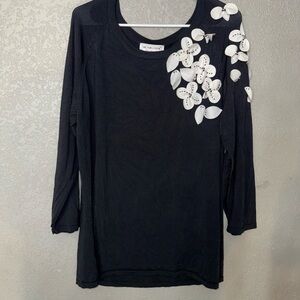 Victor Costa Black Floral Women's Top